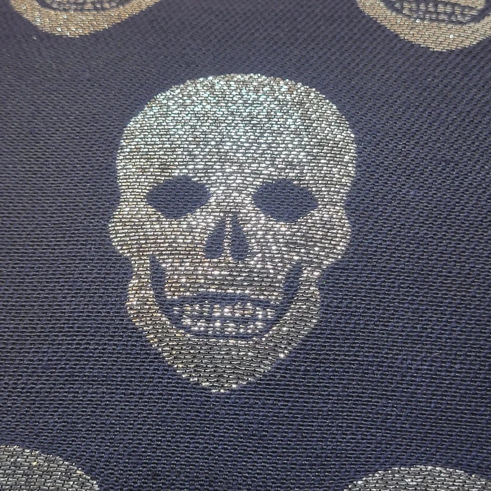 Caldeira Black, Navy and Silver Skull Accent Pillow New Rare